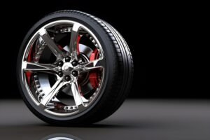 car tires with blank space chrome rims, ai generative design